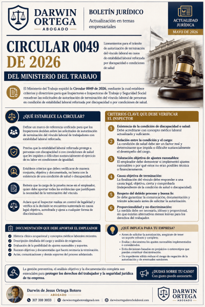 POST Circular 0049 Lineamientos para la terminacion del vinculo laboral de personas en estado de estabilidad laboral